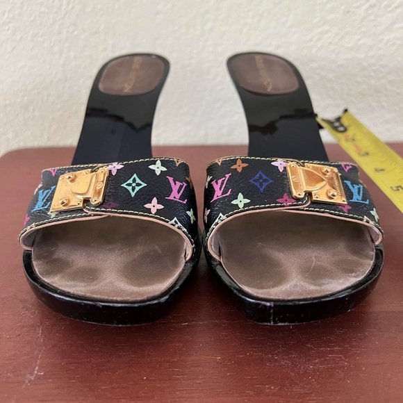 Vintage Louis Vuitton Leather Sandals multi colored black size 38 - Picture 9 of 10